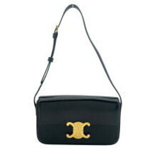 Celine Claude Shoulder Bag black hardware shiny calfskin